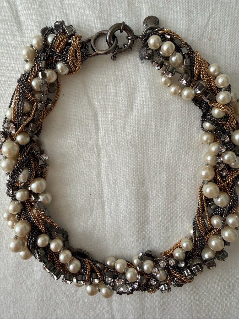 J. Crew Multi-Chain Pearl Statement Necklace - Mixed Metal and Ivory